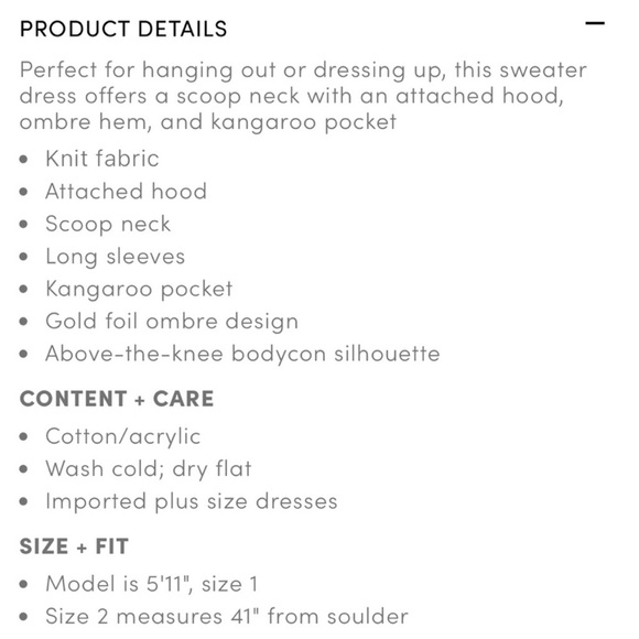 NWT Torrid Hoodie Sweater Dress Black Gold Ombré Size 3X - Picture 11 of 11